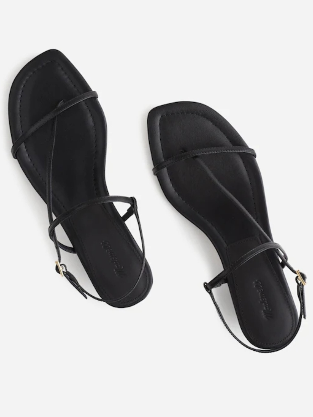 New! Madewell The Maycie Asymmetric T-Strap Sandal in True Black 6